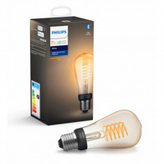 Bec LED Philips HUE Filament Bluetooth 7W(40W) E27 ST64 550lm Lumina Alba Calda foto