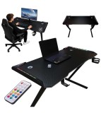 Birou Gaming cu Iluminare RGB LED 120x60 cm