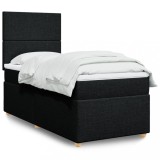 VidaXL Pat box spring cu saltea, negru, 80x200 cm, textil