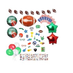 Set 66 piese decoratiuni pentru petrecere, tematica fotbal american, multicolor