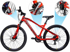 Bicicleta MTB MalTrack Hydraulic Red cu 24 Viteze, Roti 26 Inch, Mountain Bike foto