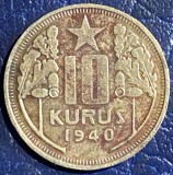 TURCIA 1940 10 KURUS / CUPRU-NIKEL/ 6 g. / 25,5 mm./ SE VINDE MONEDA DIN IMAGINI
