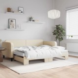 vidaXL Pat de zi cu extensie și saltele, crem, 90x200 cm, textil