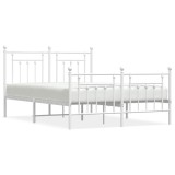 Cumpara ieftin Cadru de pat metalic cu tablie, alb, 150x200 cm