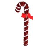 Decorațiune de Crăciun Baston, Tinsel Alb-Roșu, 47 cm, Oem