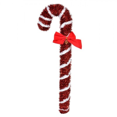 Decorațiune de Crăciun Baston, Tinsel Alb-Roșu, 47 cm foto