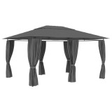 Cumpara ieftin Pavilion de gradina metalic, structura rezistenta, culoare gri, dimensiuni 3x4m