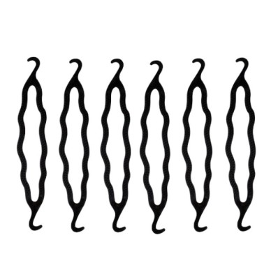 Set 6 cleme pentru prinderea parului, din plastic - Negru foto