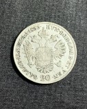 Moneda Argint 20 Kreuzer Austria 1833, Monetărie C Praga, KM#2147, 26.62mm, 6.68g