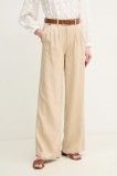 Pepe Jeans pantaloni GOA femei, culoarea bej, lat, high waist, PL211834