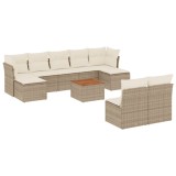 Cumpara ieftin Set canapele de gradina cu perne, 10 piese, bej, poliratan