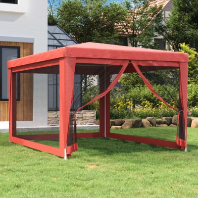 vidaXL Cort de petrecere cu 4 pereți din plasă, roșu, 3x4 m, HDPE foto