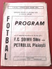 Program meci fotbal FC "SOIMII" SIBIU - PETROLUL PLOIESTI (17.09.1978)