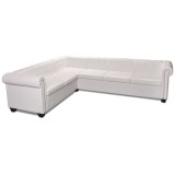 Cumpara ieftin Canapea coltar Chesterfield, piele artificiala, 6 locuri, alb
