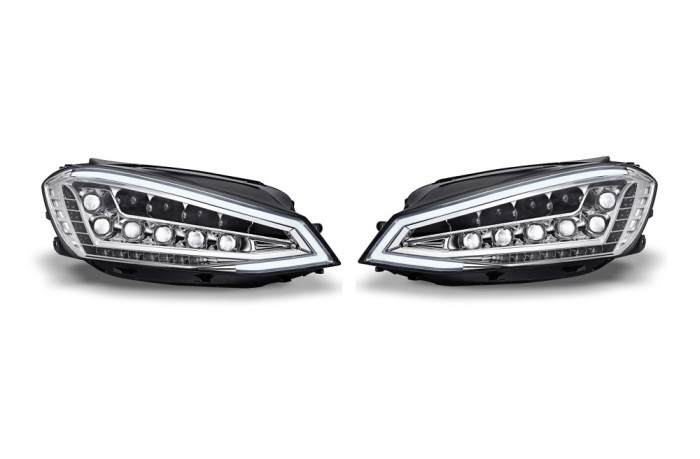 Set faruri tuning VW GOLF VII (5K), 10.2012-2017, LED; manual; crom, transparent; TUNING; LED,