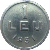 Romania, 1 leu 1951 * cod 39, Aluminiu