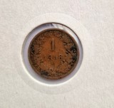 Austria 1 Kreuzer 1858 M moneda cupru km # 2186 Franz Joseph I tiraj mic