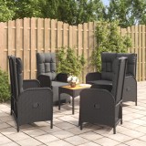Cumpara ieftin Gossi set mobilier de gradina cu perne, 5 piese, negru, poliratan