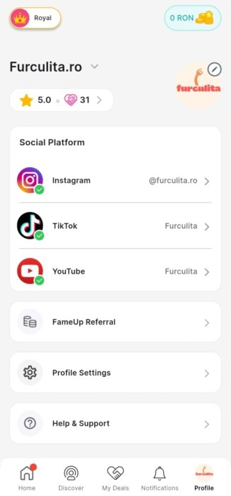 Furculita.ro afacere influencer 217.000 urmaritori, Tiktok, Instagram, Youtube