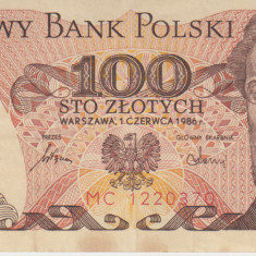 M1 - Bancnota foarte veche - Polonia - 100 zloti - 1986