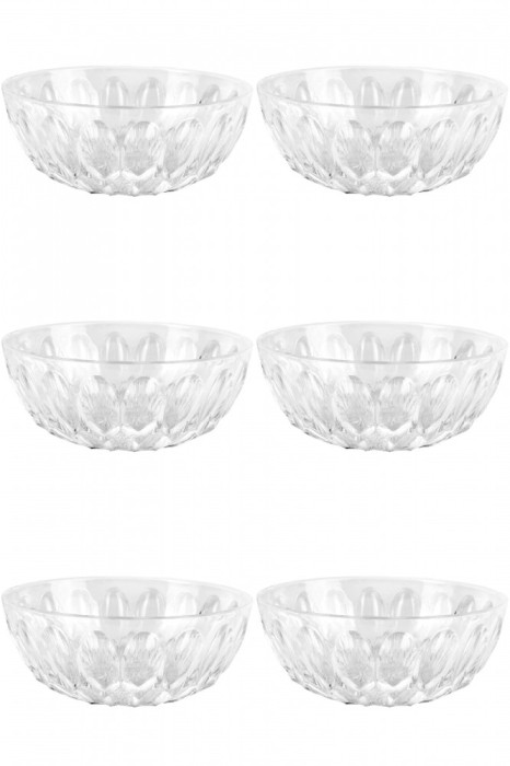 Set boluri, 6 piese, 180 ml, Plastic, Transparent
