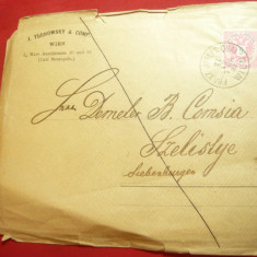 Plic circulat Viena- Sibiu- Saliste 1888 ,francat 5kr Austria