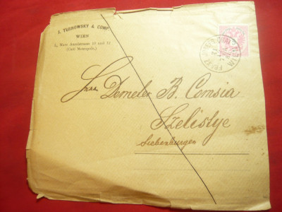 Plic circulat Viena- Sibiu- Saliste 1888 ,francat 5kr Austria foto