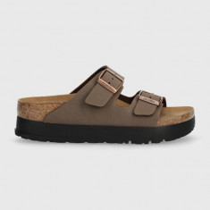 Birkenstock papuci Arizona Platform Flex femei, culoarea maro, cu platforma, 1027417