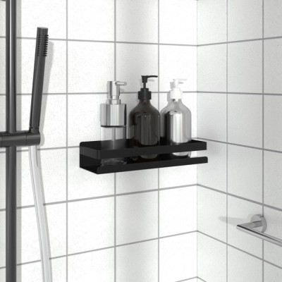 vidaXL Raft de duș negru mat 30x10x6 cm oțel inoxidabil 304 periat foto