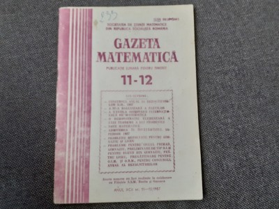 GAZETA MATEMATICA NR 11-12 /1987 foto