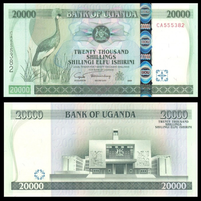 UGANDA █ bancnota █ 20000 Shillings █ 2005 █ P-46b █ UNC █ necirculata