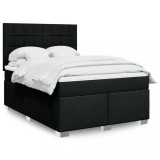 Cumpara ieftin Pat box spring cu saltea, negru, 140x190 cm, textil