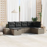 Gossi set de canapea de gradina cu 6 piese si perne gri din ratan pe
