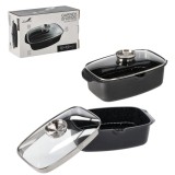 Tava aluminiu pentru cuptor, cu capac sticla si gratar, 32x21.5x11 cm, JollyMag, KIR2852