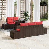 vidaXL Set de canapea cu pernă Manual 6 pcs Maro și roșu poliratan 3349100