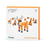 Set joc constructii magnetice PIXIO Orange Animals, 162 piese, aplicatie gratuita iOS sau Android