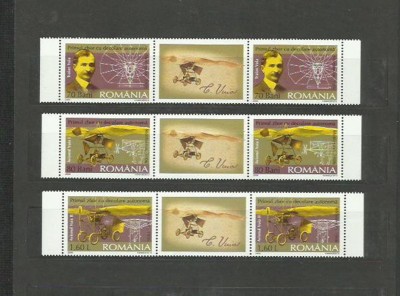 Romania MNH 2006 - Centenarul Traian Vuia - LP 1712 X2 cu vigneta in triptic X4 foto