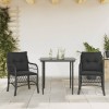 VidaXL Set bistro cu perne, 3 piese, negru, poliratan 3212096
