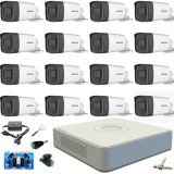 Sistem supraveghere Hikvision cu 16 camere video, 2MP Turbo HD, IR 40m SafetyGuard Surveillance