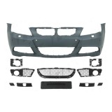Set bara fata BMW Seria 5 (F10/F11), 2010-2013, cu gauri spalator si senzori parcare, cu metal intaritura; grunduit, de vopsit; type M-Tech; cu grile