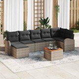 Set Canapea Grădină Gri 8 pcs Gri Mare Rattan țesut manual