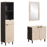 vidaXL Seturi de baie cu sertar Finisaj Alb Spălat Lemn de mango solid 3310031