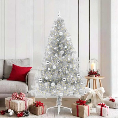 vidaXL Pom de Crăciun artificial pre-iluminat Argintiu 180 cm PET 3397211 foto