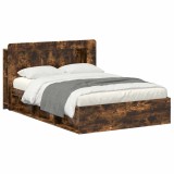 vidaXL Cadru de pat cu depozitare Stejar fumuriu 140 x 190 cm 3433491