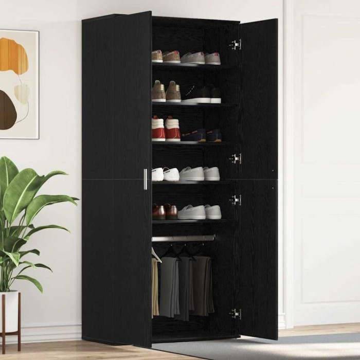 Dulap pentru pantofi Negru 80 x 39 x 180 cm Lemn compozit