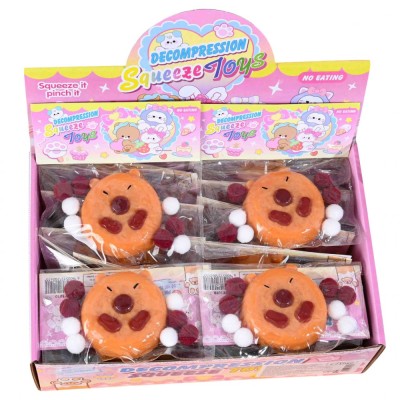 Set 12 jucarii antistres squishy, flippy, cu revenire lenta, forma de biscuite rotund, model capybara, 7x6.5 cm, 55g, ambalaj transparent, maro foto