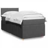 VidaXL Pat box spring cu saltea, gri &icirc;nchis, 90x190 cm, textil