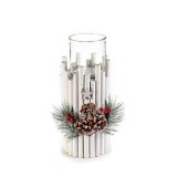 Candela Craciun lemn sticla 13,5 x 17 x 32,5 H