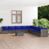 VidaXL Set mobilier de grădină cu perne, 10 piese, gri, poliratan