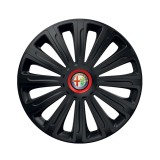 Cumpara ieftin Set 4 capace roti Negre Cu Inel Rosu Trend R16 pentru gama auto Alfa Romeo, Autohelix MSA